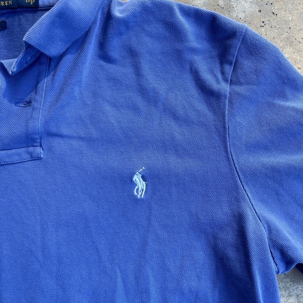 Men's Polo Ralph Lauren Polo Muscle Tee Size M Blue Logo, Made In Sri Lanka - Picture 3 of 5